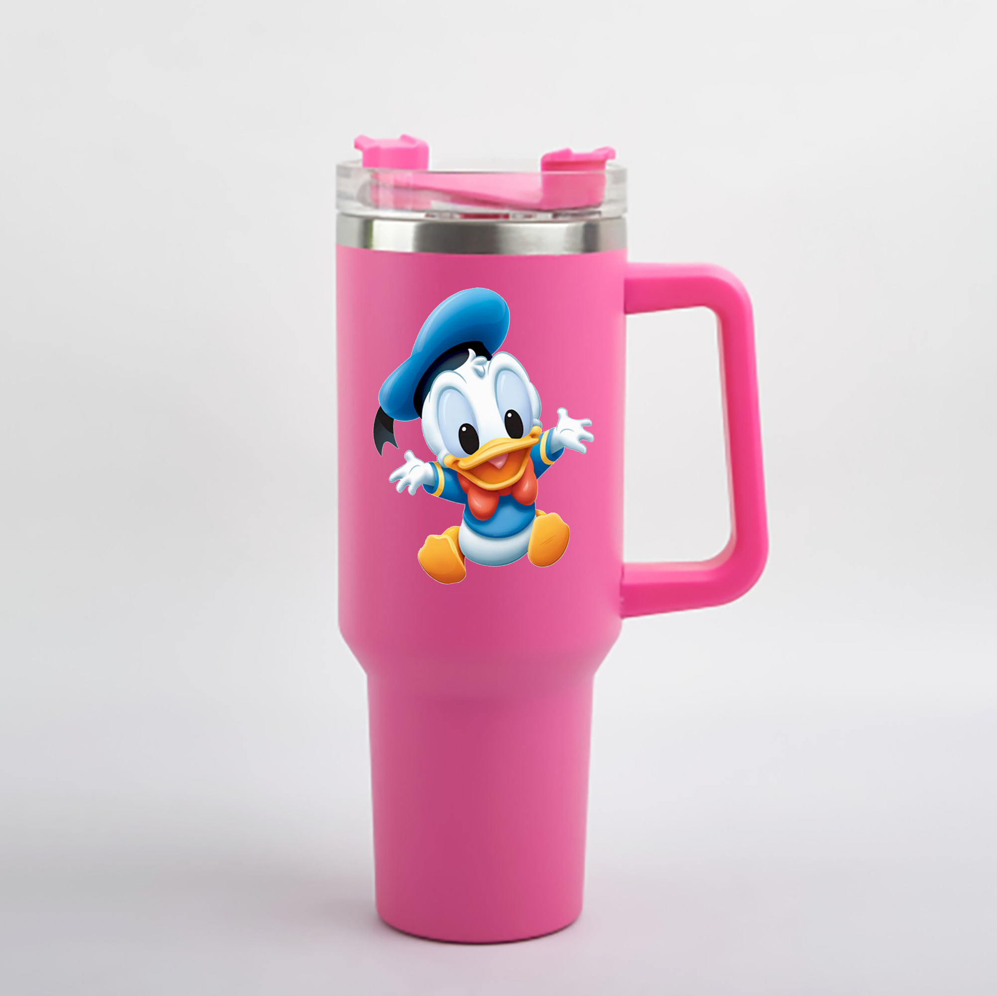 （画像用） ミッキーマウス Mickey Mouse 1200mL車用タンブラー - クリスタルステッカー（プラスチックストロー付き）